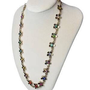 Betsey Johnson Flower Collar Necklace Gold Multi Crystals Whimsical Bohemian